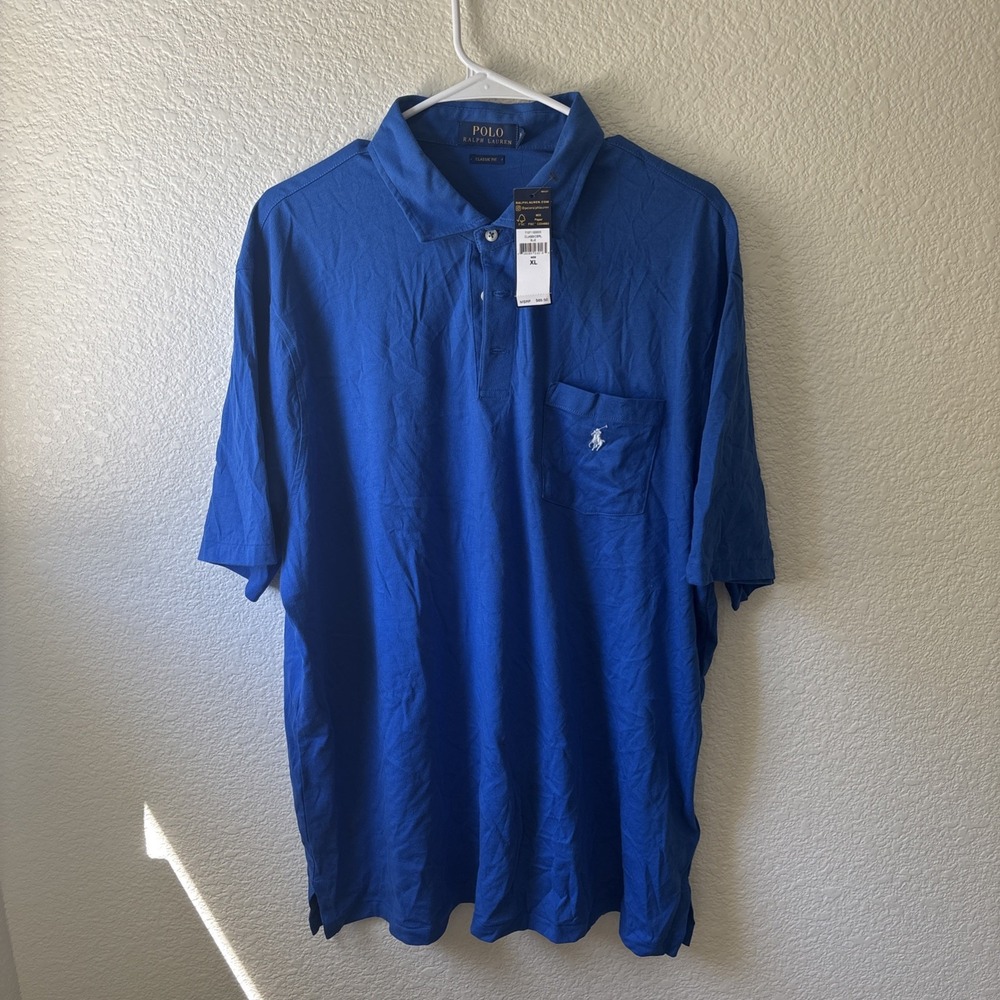 Polo Ralph Lauren Mens Classic Fit Pocket Polo Shirt Blue XL NWT 710711333005